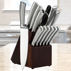 Kk7r Tiện Ích Dao Gỗ Dao Khối 14 Miếng Đặt Lưỡi Thép Không Gỉ <span class=keywords><strong>Hollow</strong></span> Xử Lý Nhà Bếp Dao Thiết Lập Với Kéo Và Que - Product Image 4