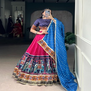 ผ้าไหม tasar พร้อมงานพิมพ์ฟอยล์งานและกระจกจริงสำหรับเล่นเกม lehenga choli ผู้ผลิตและผู้จัดจำหน่ายจากอินเดีย - Product Image 1