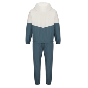 Ensemble pantalon de survêtement à capuche et à manches longues personnalisé pour hommes de grande taille couleurs unies blanc et bleu 100% coton imprimé BD - Product Image 2