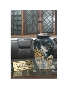 Urnes de crémation en aluminium de conception fantaisie urne de cendres en métal faite à la main pour les cendres adultes urnes de crémation multicolores - Product Image 6