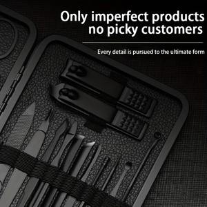 Stainless Steel 7101618pcs Black Manicure kit <b>Pedicure</b> <b>Set</b> Scissors Nail Clipper Grooming Tool Kit with Travel Case - Product Image 3