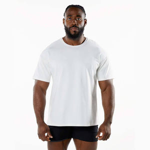 <b>Men</b> Plain <b>White</b> Oversized T-<b>Shirt</b> Heavyweight Cotton Loose Fit <b>Short</b> <b>Sleeve</b> Crew Neck Streetwear Relaxed Gym Basic Blank Tee - Product Image 1