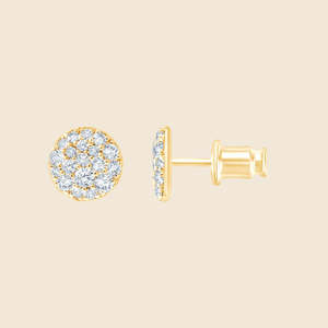 Boucles d'oreilles clous en diamants de laboratoire ronds subtillement taillés, 0,57 carat F-VS, en or massif 14 carats, pour fiançailles et soirées - Product Image 3