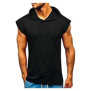Camiseta sin mangas de fitness para hombre, 95% de algodón, 5%, Spandex, camiseta de entrenamiento, deporte, correr, ropa de gimnasio, técnica lavada, camisa muscular - Product Image 3