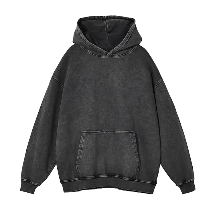 High Quality 100% Cotton Acid Washed Hoodie High Street Series Washing New Sweater Stone Washed Vintage Hoodies