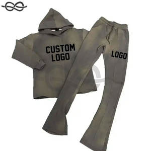 Pantalon de survêtement évasé Design imprimé bouffant surdimensionné polaire coton pile survêtements pantalons de survêtement évasés sweats à capuche assortis à la mode - Product Image 6