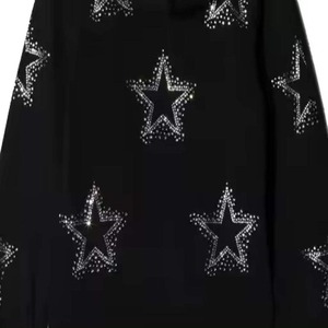 Custom Men's Cotton <b>Blended</b> Fleece Solid Oversized Streetwear Pullover Hoodies Rhinestone Embellishments Screen Print Winter OEM - Product Image 3