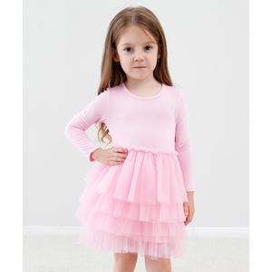 Vestido de Tul con Mangas Largas y Cintura Natural para Niñas de 2 a 6 Años, Estilo Línea A, en Bambú - Product Image 2