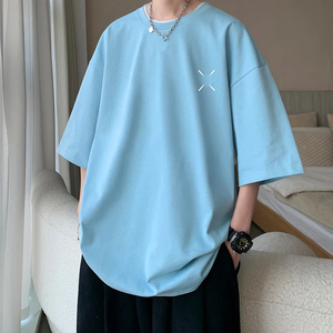 Camiseta de calle de algodón en blanco, camiseta de gran tamaño con hombros caídos, camiseta personalizada de alta calidad con estampado de 250gsm de peso pesado para hombres - Product Image 3