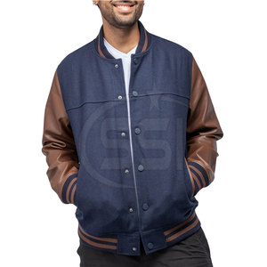 New Design Solid Color Men's Winter Letterman <b>Jacket</b> with Stand Collar and Front Logo Quick Dry & Breathable Streetwear - Product Image 2