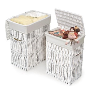 Set of 2 <b>Rectangular</b> White Rattan <b>Baskets</b> Handmade <b>Storage</b> <b>Basket</b> Wholesale eco-friendly Made in Viet Nam - Product Image 1