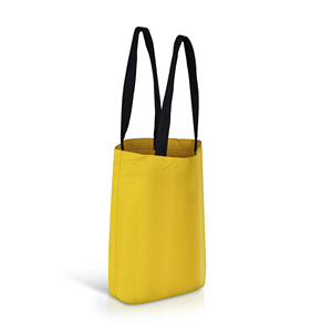 Yellow Canvas Tote Bag Long Handle 12\" X 14\" X 4\" Solid Color <b>Letter</b> Decoration Portable Polyester Lining Open Closure Type - Product Image 1