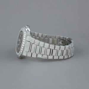 Montre pour homme de luxe avec cadran brun clair, boîtier carré, mouvement automatique, diamants MoissaGrown VVS, style décontracté, acier inoxydable - Product Image 4