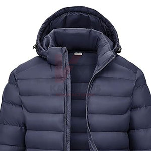 Lightweight Mens Detachable Hood Puffer Jacket Water Resistant Insulated <b>Coat</b> with Elastic Cuffs Adjustable Hem - Product Image 2