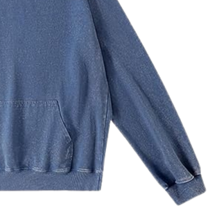 Sweat-shirt à capuche bleu délavé, style vintage, en molleton de coton doux, décontracté, streetwear, pour l'hiver - Product Image 4