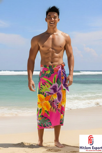 Pareo Hawaiano para Hombre de Polinesia, Sarong Ligero de Satén de Poliéster, Cubierta de Playa, Diseño Personalizado - Product Image 6
