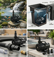 Pompa Submersible 2700GPH yang Kuat, Pompa Air Tenang untuk Kolam & Air Terjun, Pompa Filter Listrik dengan Adaptor Outlet Multi-ukuran