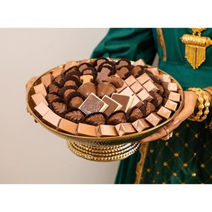 Bol à chocolat arabe en métal forme ronde en acier inoxydable Designer bol de service fait main maison et fête décorative - Product Image 2