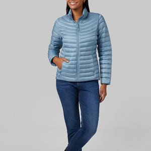 OEM Designed High Quality Women's Stand Collar Puffer <b>Jacket</b> Breathable Knitted <b>Long</b> Street Wear Dyed Pakistan Winter Low Price - Product Image 1