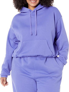 Venta al por mayor Custom1 00% algodón pesado Stringless Drop-shoulder Hoodies para mujer cordón invierno Yoga Crop Top sudaderas - Product Image 5