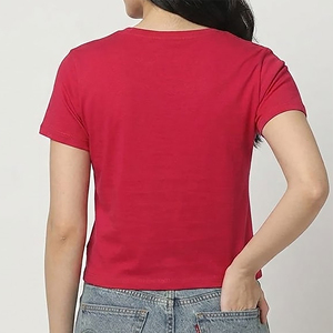 Premium Quality 100% Cotton Breathable O-Neck <b>Crop</b> <b>Top</b> Fit Short Sleeves Solid Color Women T shirt Lightweight Summer Wear Shirt - Product Image 6
