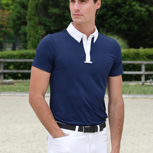 Polo de base pour homme, respirant, à manches courtes, pour l'équitation, anti-transpiration, professionnel, personnalisable - Product Image 1