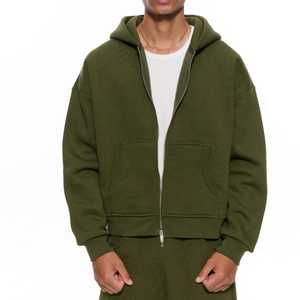 เสื้อสเวตเตอร์แนวสตรีทใส่ได้ทั้งชายและหญิงมีฮู้ดแบบซิปรูดไหล่เทอร์รี่ผ้าเกล็ดปลาไซส์ใหญ่พิเศษ - Product Image 5