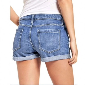 Shorts en jean décontractés vintage pour hommes, taille mi-haute, avec fermeture éclair, logo personnalisé, strass, 100 % coton, vente en gros - Product Image 3