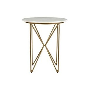 Nouvel arrivage Table basse géométrique de luxe en fil d'or avec dessus en marbre blanc Table centrale de salon moderne - Product Image 3
