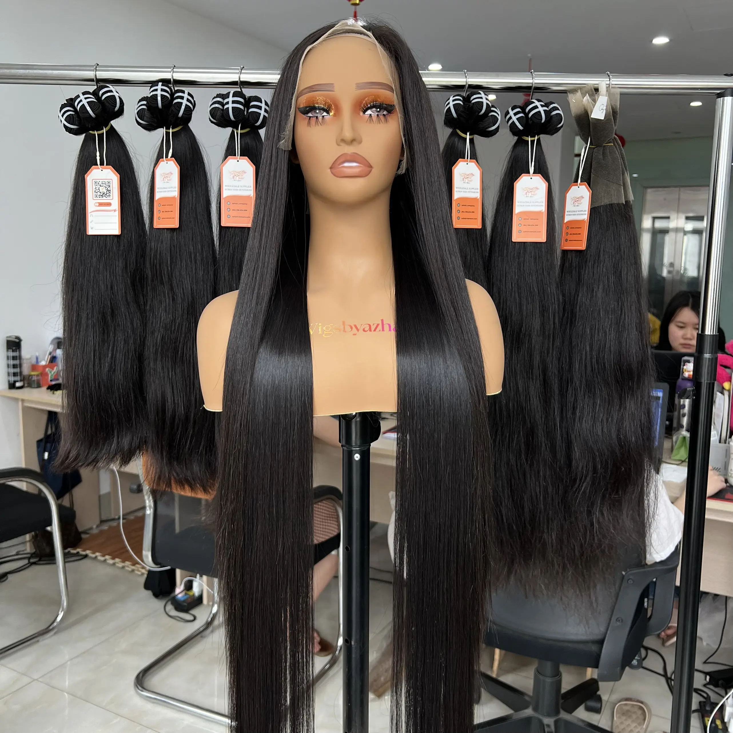 Hot Sale 12A Grade HD 13x4 Lace Frontal Vietnamese Raw Hair Bone Straight Full Length Wig Cheap Price Human Hair Extensions