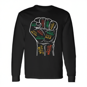 T-shirt à manches longues « Inspiring Leaders Black History » avec motif poing de force – Vêtement promotionnel - Product Image 2