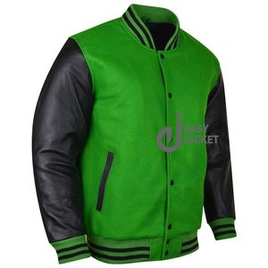 Vestes pour hommes respirantes OEM avec broderie en chenille et manches en cuir Vestes universitaires personnalisées à la mode - Product Image 3