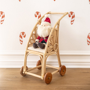 Accessoires de jouets de luxe pour enfants poussette et poussette en rotin landau naturel pour poupées - Product Image 2