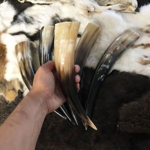 Handmade Viking Drinking Horn with <b>Stand</b> Natural Medieval Mead <b>Mug</b> Norse Gift And Rustic Decor from India - Product Image 1