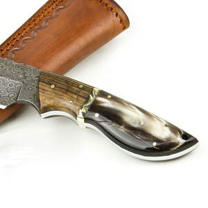 Cuchillo japonés hecho a mano con punta de Clip, hoja de acero inoxidable Damasco, hoja de madera para acampar, 12 pulgadas, personalizable, bricolaje - Product Image 5