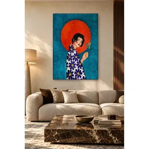 Fida Girl avec un colibri devant le soleil rouge, impression sur toile - Product Image 4