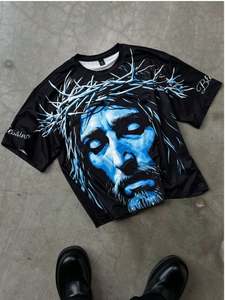 Venta al por mayor de los hombres de verano de gran tamaño Boxy Fit Camiseta de algodón personalizado 3D gráfico DTG 100% algodón 100% algodón 100% algodón 100% algodón - Product Image 3