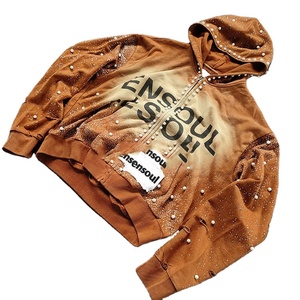 Sudadera con Capucha Vintage para Hombre, Estilo Oversize, con Lavado Ácido, Pedrería y Bordado Desgastado, de Felpa Francesa Pesada, Personalizada - Product Image 1