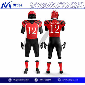 Ensemble d'uniformes de football américain personnalisés pour hommes avec impression du logo de l'équipe Tissu maillé durable Numérotation en sergé Services OEM ODM - Product Image 2