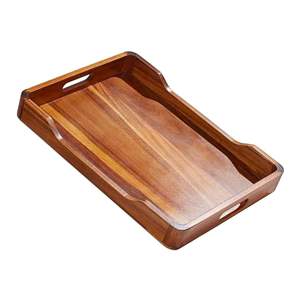 Plateau de service pliable en bois fait main avec poignée, design classique poli pour le salon, le petit-déjeuner, le café, les collations et le dîner - Product Image 1