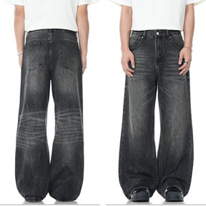 Heavyweight กางเกงยีนส์ผู้ชายไซส์ใหญ่พิเศษ, ผ้าฝ้ายเดนิมเอวสูงขากว้างสบายสำหรับสวมใส่ตลอดทั้งวัน - Product Image 4