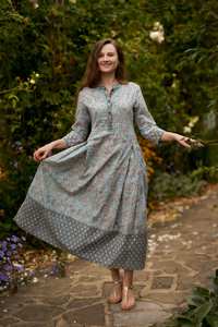 Robe en coton imprimée à la main Aishwarya A Line, style bohème, pour les vacances - Product Image 6