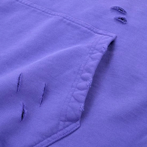 Wholesale 100% Cotton <b>Denim</b> Sun Faded <b>Jackets</b> Heavyweight Acid Washed Oversized Distressed Pullover Hoodies For Men - Product Image 5