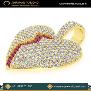 Colgante Unisex de Plata 925 con Diamante Cultivado en Laboratorio, Estilo Hip Hop, Chapado en Oro Amarillo, Forma de Corazón, para Fiesta y Regalo de San Valentín - Product Image 5