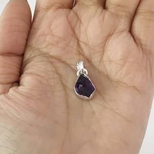 925 Small Silver Pendants <b>Graduation</b> Handmade Custom Amethyst Rough Pendants Silver Solid Silver Lightweight Gemstones Pendants - Product Image 5