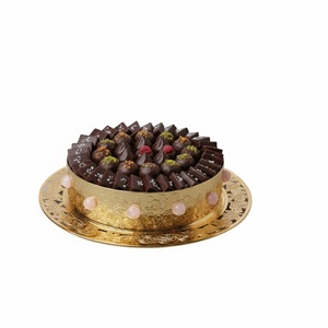 Classic Design Round Metal Chocolate Bowl With Ornate Gold Tray Platter Sweets Serving Bowl For Wedding <b>Eid</b> Ramadan And Events - Product Image 1