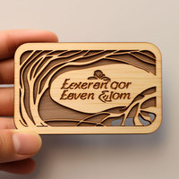 Eco friendly nombre de la empresa logotipo personalizado grabado madera negocio Tarjeta de Identificación de madera