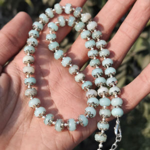 Collar de Ópalo Azul, Cuentas Redondas de 8 mm, Gema de Ópalo Natural, Joyería de Cristal Curativo, Collar Hecho a Mano, Regalo Boho para Ella y Él - Product Image 1