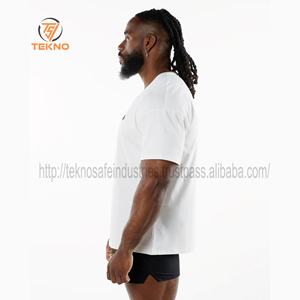 T-shirt surdimensionné 100% coton de luxe pour hommes, col montant personnalisé, respirant, poids lourd avec motif de logo personnalisable longue longueur - Product Image 3