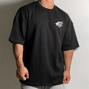 T-shirt de gymnastique pour hommes T-shirt surdimensionné de gymnastique T-shirts personnalisés avec logo T-shirt unisexe personnalisé T-shirt uni surdimensionné avec logo personnalisé - Product Image 2